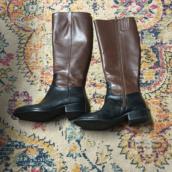 Donald J Pilner Brown and Black Leather Knee-High Riding Boots - Picture 2 of 3